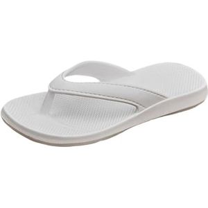 UBOHUZ Dames Flip Flops Zomer Cool Vrouwen Flip Flops Lichtgewicht Outdoor Zachte Zolen Antislip Casual Vrouwen Slippers EVA Platte Sandalen Voor Strand, Indoor, Wit, EU 44-45