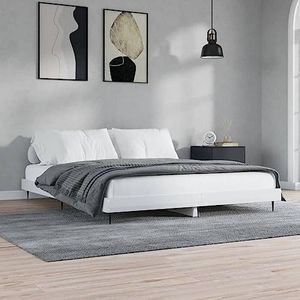 AUUIJKJF Bedden & Accessoires Bedframe Hoogglans Wit 150x200 cm King Size Engineered Houten Meubels