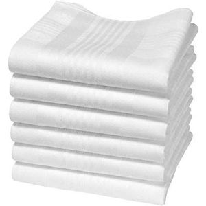 Hankiss - Witte Organische Katoenen Zakdoeken – Ice Model - Groot Formaat 43cm - 6 Stuks - 100% GOTS-Gecertificeerd Katoen