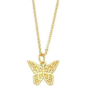 Dames vergulde vlinderketting koper CZ kristal korte ketting ketting ornamenten geschenken (Style : B506-a)