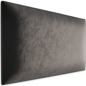 Muralo Fluwelen wandkussen, hoofdbord, met stof bekleed paneel, modern, luxe, voor in de slaapkamer of woonkamer, 50 x 40 cm, grafiet