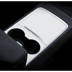 Stickerstickers Auto Voorkant Water Bekerhouder Protector Frame Trim Cover Voor Model 3 Y 2021-2023 Auto Cover Sierlijst Garneer(White)