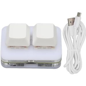 Mini-toetsenbord met 2 Toetsen, Plug-and-play-ondersteuning Hot-swappable Macro-programmeertoetsenbord Kleine RGB LED-achtergrondverlichting Geheugenfunctie voor Telefoon (Wit)