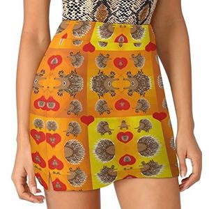 Hedgehog Heart Deer Dames Skorts Hoge Taille Tennisrok Gelaagde Korte Mini Rok Culottes Skorts Met Zakken M