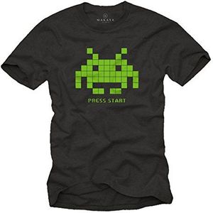 MAKAYA Retro Gamer T-Shirt Heren - Nerd Cadeaus Voor Mannen Zwart L