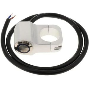 GCLANXI For 25 mm motorfietsschakelaarmontage Motorcross stuurbedieningsschakelaars - Mistknop met indicator (chroom)(Blue)
