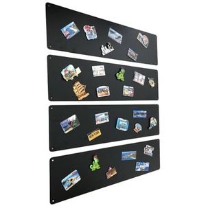 STALFORM 4 x Magneetbord Zwart 80x22 cm Roestvrij Staal Prikbord Magnetisch Groot Keuken, Kantoor, Kinderkamer