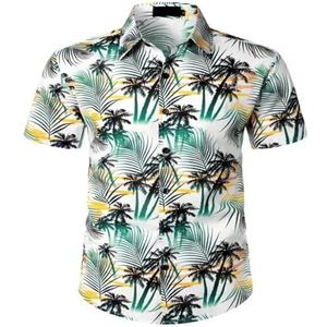 Hawaiiaans Overhemd For Heren, Korte Mouw, Zomer, Kleurrijk Bedrukt, Palmbomen, Bloemen, Casual Strand-Hawaïaanse Overhemden.(Multi-colored B,XXL)