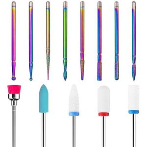 Traxenta 13 stuks nagelfrezen opzetstukken, frees voor gelnagels, nagelfrees, nagelriem-nagelboor keramiek voor manicure, pedicure, polijsten van het nageloppervlak, 3/32 inch nagelbitset