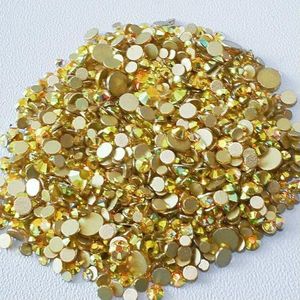 SS4-SS20 Mixformaat Helder Kristal Goud Plat Achter Strass Decoraties DIY Glitterstenen 3D Nail Art Accessoires-Zonneschijn-Mixformaat SS3-SS20