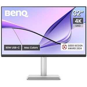 BenQ MA320U Creator Monitor voor MacBook 32"" UHD | 100% Rec.709 & sRGB, 98% P3 | IPS | DeltaE ≤3 | Pantone | KVM | Kalibratierapport | Erognomisch | USB-C | USB-hub