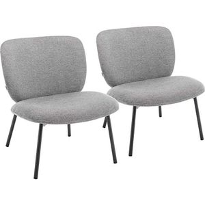 Oviala Set van 2 relaxstoelen van staal en stof, donkergrijs