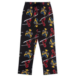 Deadpool & Wolverine 100% Katoen Pyjama Broek voor Heren, Deadpool, S, Zwart