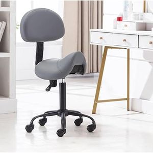 JAVPTAV Zadelstoel, zadelstoel 16 7/8-20 7/8 inch in hoogte verstelbare zadelstoelen kruk, lendensteun spastoel leer, rollende ergonomische draaistoel voor winkel/thuis/kantoor (donkergrijs, met