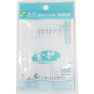 100 Stks/partij Zachte Plastic Dubbelkoppige Borstel Floss Pick Tandenstoker Mondverzorging Tandenstokers