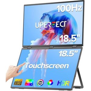UPERFECT - Dual-Screen Monitor - Zwart - Ergonomisch Ontwerp - 100 Hz Verversingssnelheid