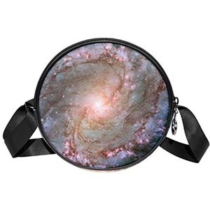 Ronde Crossbody Tas Messenger Purse voor Vrouwen Space Spiral Galaxy, Meerkleurig, 6.7x6.7x2.3 in, Sling Rugzakken