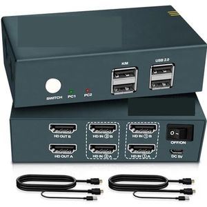 KVM-switch 4K Maakt vloeiende overgangen tussen twee schermen mogelijk, ideaal for divers gebruik Levendige beelden met hoge resolutie Naadloze Schakeling