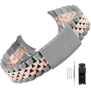 LQXHZ Roestvrij Stalen Band Compatibel Met Rolex DATEJUST Band Luxe Gebogen Uiteinde Horlogeband Mannen Vrouw Armband 13,17,18,19,20,21,22mm (Color : Silver-RoseGold, Size : 19mm)