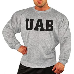 BEBAK Heren Gym Top Sweatshirt | UAB Design Bodybuilding Kleding T-shirt voor Strongman MMA CrossFit - Arnold Schwarzenegger geïnspireerd ontwerp, Grijs, XL