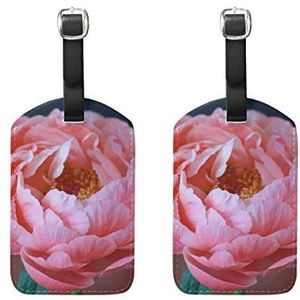 Bagage Labels, Roze pioen Bloemen Print Bagage Bag Tags Reizen Tags Koffer Accessoires 2 Stuks Set