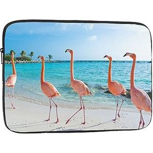 Roze Flamingo op Strand Laptop Mouw Lichtgewicht Laptop Case Laptop Cover Shockproof Beschermende Notebook Case 17 inch