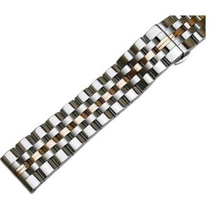 Rvs Horloge Strap Armband 14mm 16mm 18mm 19mm 20mm 21mm Vrouwen Mannen Massief Metalen Geborsteld Horloge Band Watch Accessoires (Color : Silver rose gold, Size : 14mm)
