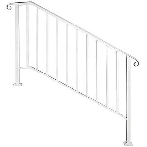 Leuning Picket #1/2/3/4/5 Past 1 Tot 5 Stappen Wit Zwart Smeedijzeren Trap Leuning Met Installatie Kit Rails Outdoor Elektrisch, tuin- en handgereedschap(White 4-Step)