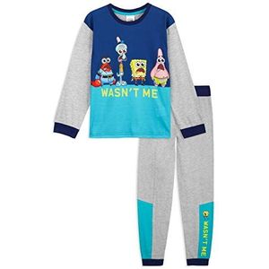 SPONGEBOB SQUAREPANTS Jongens pyjama, kinderpyjama, lange mouwen, katoen, jongens pyjama, Blauw/Grijs, 5-6 jaar