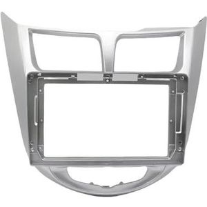 Voor Hyundai I-25 Voor Accent Voor Solaris Voor Verna 2010-2016 Auto 9 Inch Radio Dashboard Frame 2Din MP5 Speler Stereo Paneel In-dash Montageframes(Silver frame)