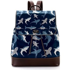 Blauwe oceaan haai patroon gepersonaliseerde schooltassen boekentassen voor tiener, Meerkleurig, 27x12.3x32cm, Rugzak Rugzakken