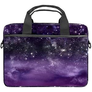 EZIOLY Ruimte Galaxy Paars Universum Laptop Schouder Messenger Bag Crossbody Aktetas Messenger Sleeve voor 13 13.3 14 Inch Laptop Notebook Tablet Beschermen Tote Bag Case, Meerkleurig, 11x14.5x1.2in /28x36.8x3 cm