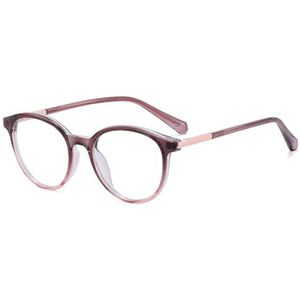 moomoobird Blauw licht blokkerende glazen vrouwen mannen TR90 ronde glazen montuur retro bril lente scharnier, Grijs Paars Roze, Large