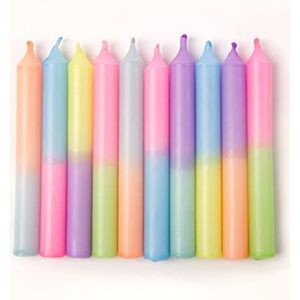Madam ERLE - Set van 10 kleine verjaardagskaarsen voor verjaardagsdecoratie | SUSI | kleurrijke dip dye kaarsen voor de kinderverjaardag | geschikt voor verjaardagsdecoratie | kaarsen verjaardag
