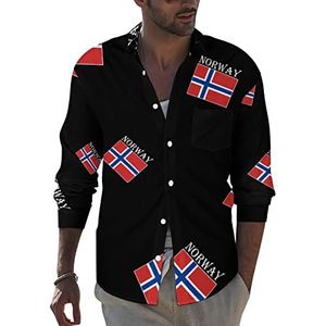 Noorse vlag heren revers shirt lange mouwen button down print blouse zomer zak T-shirts tops 4XL