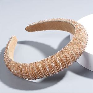 Full Crystal Haaraccessoires Haarbanden Sparkly Gewatteerde Steentjes Hoofdbanden Hoofdtooi Roze Vrouwen Hoofdband 1-Khaki