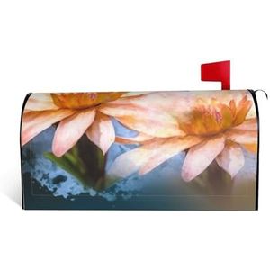 GTKSYNVE Vliegende libellen lelie bloem brievenbushoezen magnetische standaardmaat 21 x 18 inch decoratieve brievenbus wraps waterdichte brievenbus cover gepersonaliseerde brievenbushoezen voor tuin