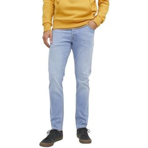 JACK & JONES Heren Slim Fit Jeans Glenn Originele Hoge Preformance Stretch Stof De hele dag Comfort Button Fly Denim Bottoms, Lichtblauw, 33W / 34L