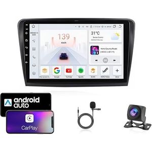 9 Inch Autoradio Compatibel voor Skoda Superb 2 2008-2015 met GPS Navigatie CarPlay Android Auto Acht-Core 4G Bluetooth WiFi MirrorLink Stuurwiel Afstandsbediening(T5 8 Core 4G+Wifi 6G+128G)