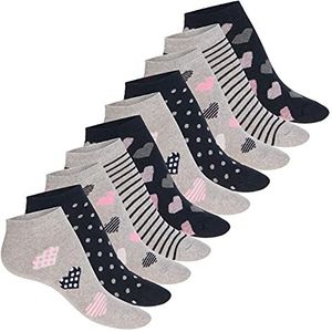 Celodoro Schattige eco-sneakersokken voor dames (10 paar), korte sokken van regeneratief katoen, blauw-grijs, 39-42