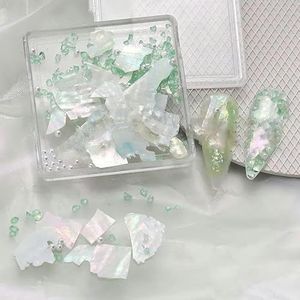 Elegante parel abalone schelp nagel manicure decoratie glinsterende aurora onregelmatige schelp plak vlok fragment bedel pailletten-S198-02