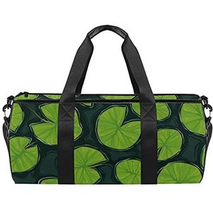 Reizen strandtassen, grote sport gym overnachting duffle groene lotusblad print schoudertas met droge natte zak