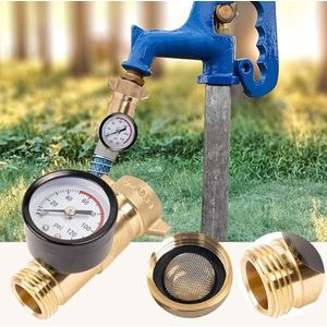 RV waterdrukregelaar, Waterdrukreduceerventiel van messing met hoge doorstroming, filterzeef en meter for campers