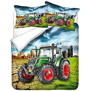 Agmdno Beddengoed Set 135x200cm - John Dee-re Tractor kinderbeddengoed, 3D-print microvezel bedset, dekbedovertrek + kussenslopen 80x80 cm (A10,200x200cm+80x80cmx2)