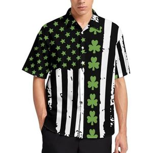 St Patrick Is Day Irish America Iris Zomer Heren Shirts Casual Korte Mouw Button Down Blouse Strand Top met Zak XL