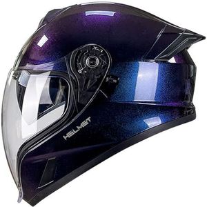 Motorhelm Systeemhelm Met Dubbel Vizier DOT/ECE Gecertificeerd Integraalhelm Scooterhelm Motorhelm Voor Dames En Heren K,XL/59-60CM