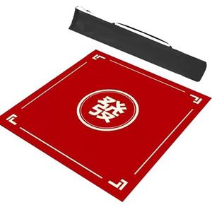 Mahjongg Mat Rubberen Antislip Speelmat, Mahjong Domino's Pokerkaarten En Bordspellen Tafelblad Afdekmat Met Draagtas (Color : Red, Size : 39.4x39.4in/100x100cm)