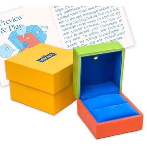 VOICEGIFT Opneembare ringdoos met LED-licht - registreert stem, muziek en meerdere berichten tot 60 seconden - te gebruiken voor speciale gelegenheden, verlovingen of bruiloftsfeesten (zalm/limoen)