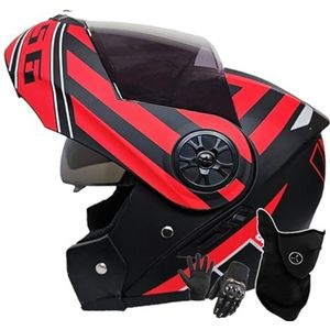 Motorhelm Systeemhelm Modulaire Helm Geïntegreerde Motorhelm Met Dubbel Vizier DOT/ECE-Gecertificeerde Bromfiets-Scooterhelm Voor Volwassenen Dames Heren H,M/57-58CM