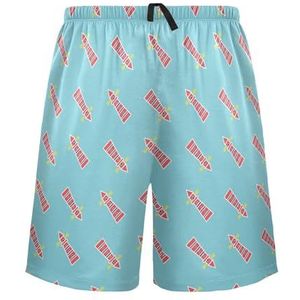 LI ZHI XIN Herenpyjamabroek, korte pyjamabroek, zomer casual shorts, elastische taille met trekkoord, rechte buis losse pasvorm met 2 zakken, S-XXL vuurtoren zee, Meerkleurig, S